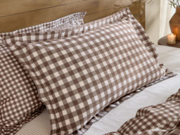 Yard Barton Gingham Check Duvet Cover Set-Chocolate-SuperKing - thumbnail 3