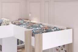 Parisot Alexandra L Shaped High Sleeper Bed with Desk & Storage White & Oak - thumbnail 3