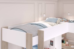 Parisot Alexandra L Shaped High Sleeper Bed with Desk & Storage White & Oak - thumbnail 4