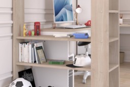 Parisot Alexandra L Shaped High Sleeper Bed with Desk & Storage White & Oak - thumbnail 6
