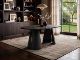 SOLACE+CO Ebony Black Extendable Dining Set with Beige Sylvia Chairs Table 4 Chairs - thumbnail 6