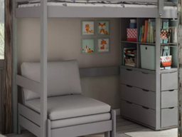 Kids Avenue Estella High Sleeper with Sofa Bed and Storage Grey - thumbnail 3