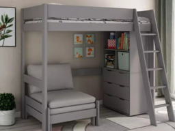 Kids Avenue Estella High Sleeper with Sofa Bed and Storage Grey - thumbnail 2