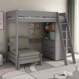 Kids Avenue Estella High Sleeper with Sofa Bed and Storage Grey