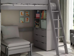 Kids Avenue Estella High Sleeper with Sofa Bed and Storage Grey - thumbnail 5