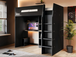 Recoil Summit Gaming High Sleeper with Wardrobe Black & Grey