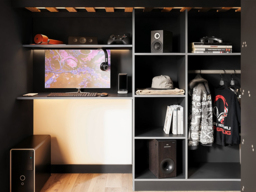 Recoil Summit Gaming High Sleeper with Wardrobe Black & Grey - thumbnail 5