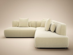 SOLACE+CO Luna Large Corner 5 Seater Sofa Cream Chenille - thumbnail 4