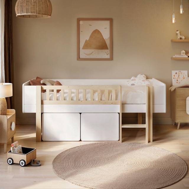 "Noomi Kayla Mid Sleeper with Storage White (FSC-Certified) " - image 1