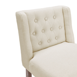 Living & Home Rustic Set of 2 Bar Stools Linen Tufted with Wood Legs - thumbnail 7