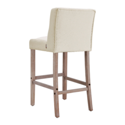 Living & Home Rustic Set of 2 Bar Stools Linen Tufted with Wood Legs - thumbnail 3