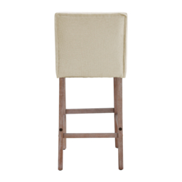 Living & Home Rustic Set of 2 Bar Stools Linen Tufted with Wood Legs - thumbnail 6