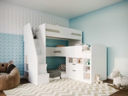 Flair Oscar Staircase Triple Bunk Bed with Storage White - thumbnail 2