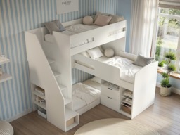 Flair Oscar Staircase Triple Bunk Bed with Storage White - thumbnail 2