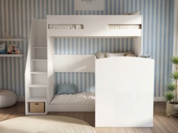 Flair Oscar Staircase Triple Bunk Bed with Storage White - thumbnail 3