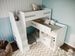 Flair Oscar Staircase Triple Bunk Bed with Storage White - thumbnail 5