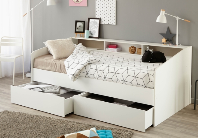 Parisot Sleep Single Day Bed with Storage Underneath White - image 1