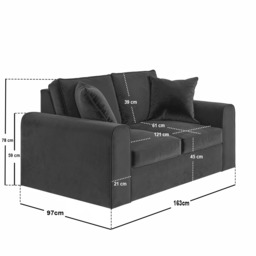 SOLACE+CO Ainsley 2 Seater Sofa Charcoal Velvet - thumbnail 6