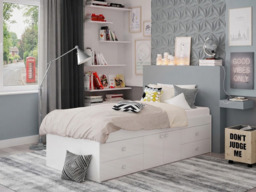Kidsaw Multi Drawer Single Cabin Bed with Storage White - thumbnail 4