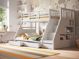 Flair Lunar Triple Staircase Bunk Bed with Storage White - thumbnail 4