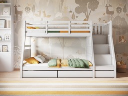 Flair Lunar Triple Staircase Bunk Bed with Storage White - thumbnail 3