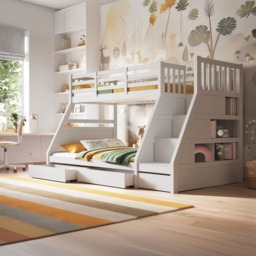 Flair Lunar Triple Staircase Bunk Bed with Storage White