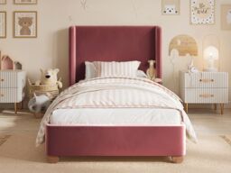 Flair Alma Single Winged Headboard Bed Pink Velvet - thumbnail 2