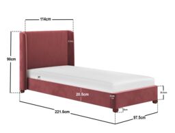 Flair Alma Single Winged Headboard Bed Pink Velvet - thumbnail 6