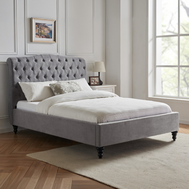 Limelight Rosa Fabric Bed Frame-Double-Light-Grey - image 1