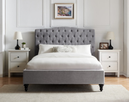 Limelight Rosa Fabric Bed Frame-Double-Light-Grey - thumbnail 2