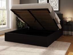 GFW End Lift Ottoman Storage Bed-Black Faux Leather-Double - thumbnail 2
