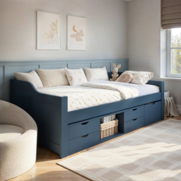 Flair Blair Low Sleeper Bed with Storage Blue