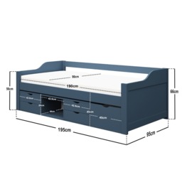 Flair Blair Low Sleeper Bed with Storage Blue - thumbnail 6