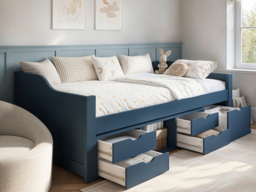 Flair Blair Low Sleeper Bed with Storage Blue - thumbnail 2