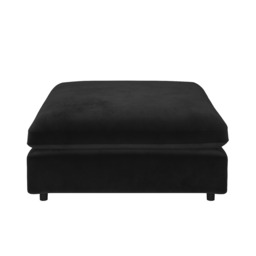 "SOLACE+CO Asher Large Square Footstool Black Velvet " - thumbnail 4