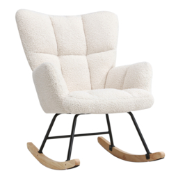 Living & Home Tufted Upholstered Rocking Chair Cream - thumbnail 2