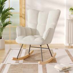 Living & Home Tufted Upholstered Rocking Chair Cream