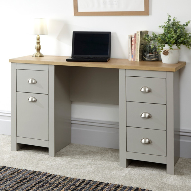 GFW Lancaster 4 Drawers Study Desk -Grey - image 1