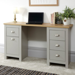 GFW Lancaster 4 Drawers Study Desk -Grey