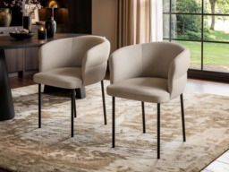 SOLACE+CO Ebony Oak Extendable Dining Set with 4 Elise Fabric Chairs Beige - thumbnail 2