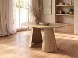 SOLACE+CO Ebony Oak Extendable Dining Set with 4 Elise Fabric Chairs Beige - thumbnail 5