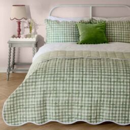 Furn Scallop Quilted Bedspread Polyester and Cotton-Sage-265cm x 265cm