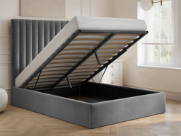 Flair Everley Double Ottoman Bed Grey Velvet - thumbnail 3