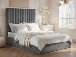 Flair Everley Double Ottoman Bed Grey Velvet