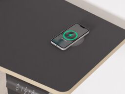 "Koble Gino Height Adjustable Corner Desk With Wireless Charging Black " - thumbnail 2