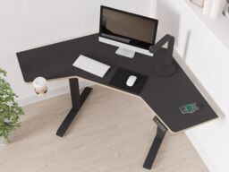 "Koble Gino Height Adjustable Corner Desk With Wireless Charging Black " - thumbnail 3