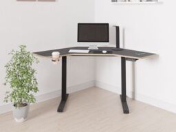 "Koble Gino Height Adjustable Corner Desk With Wireless Charging Black " - thumbnail 5