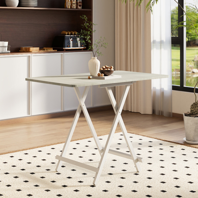 Living & Home Folding Wooden Dining Table 60x100cm-White - image 1