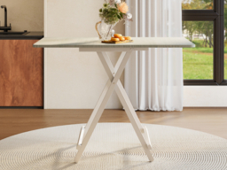 Living & Home Folding Wooden Dining Table 60x100cm-White - thumbnail 2