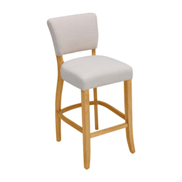 Living & Home Linen Bar Stools Set of 2 with Backrest Rubberwood-Light Grey - thumbnail 4